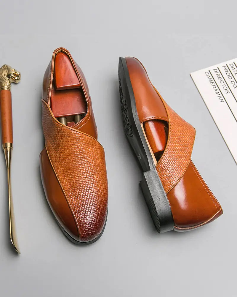 Gilardino | Leather Cross-Strap Loafers