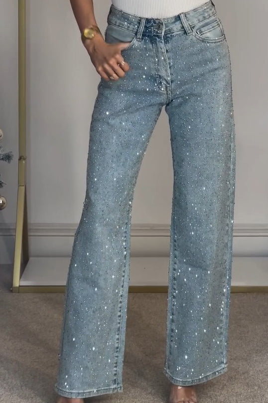 Rachel | Diamanté High-Waist Denim