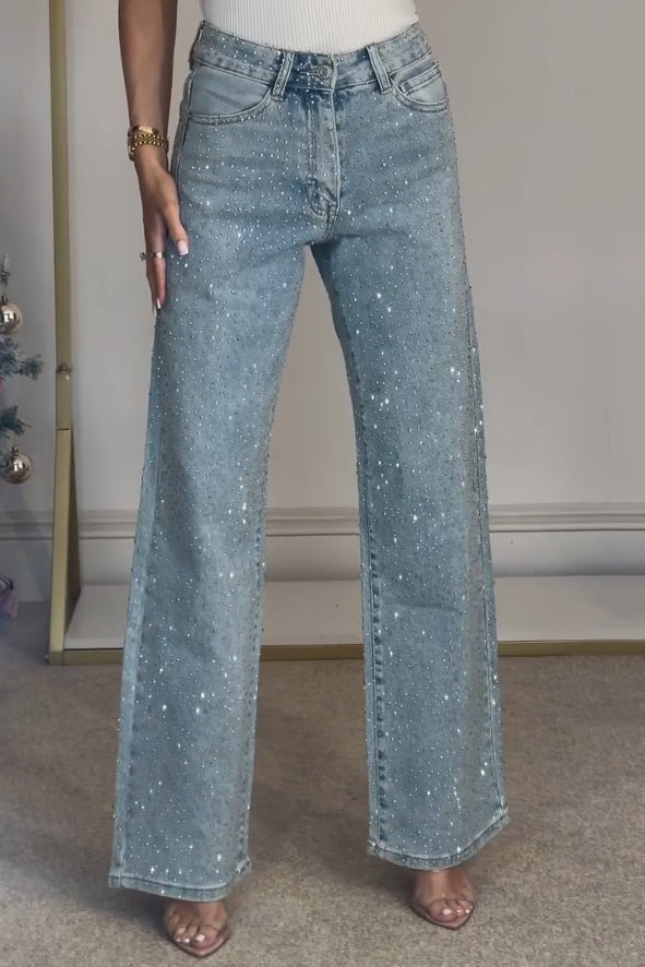 Rachel | Diamanté High-Waist Denim