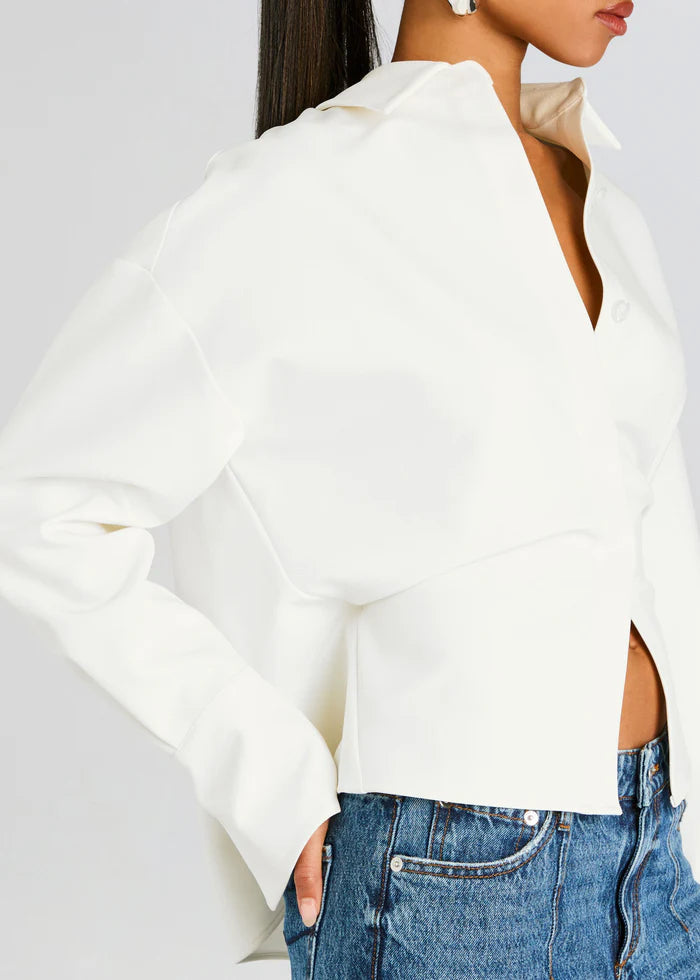 Ria | Crepe Draped Button Down Shirt