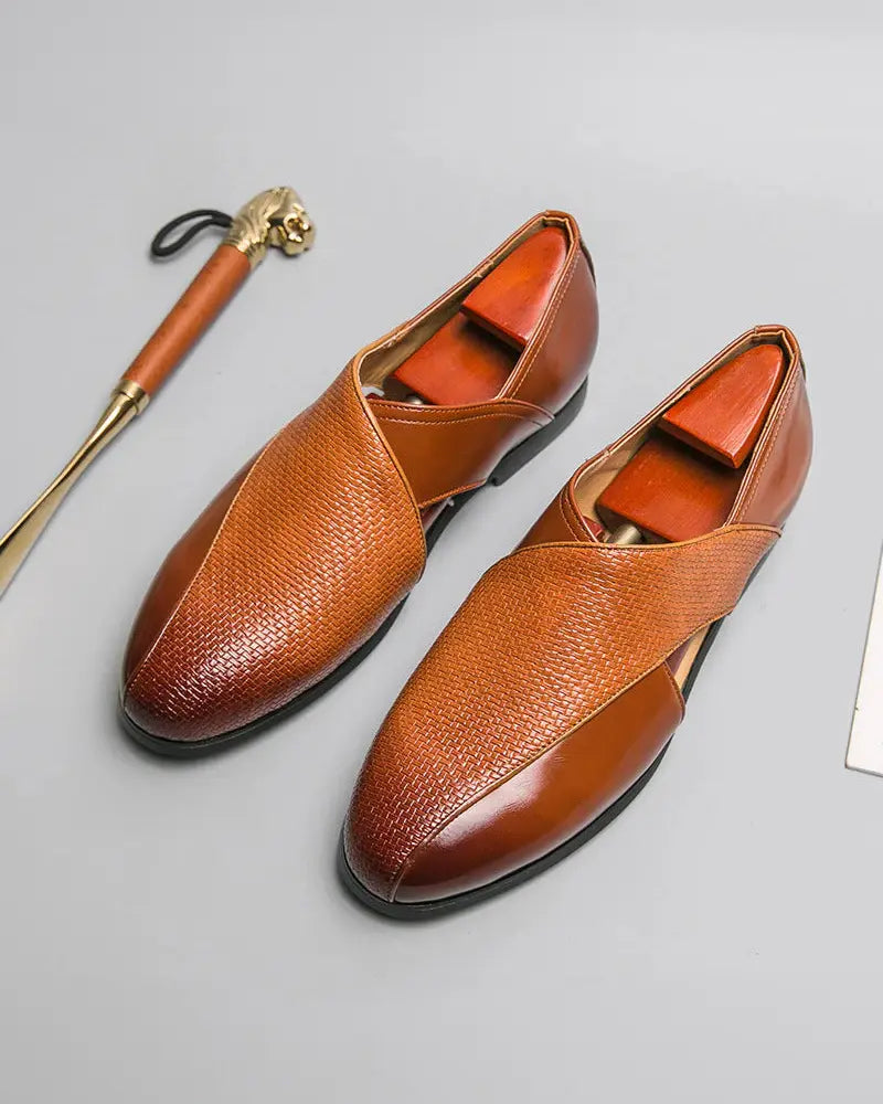 Gilardino | Leather Cross-Strap Loafers