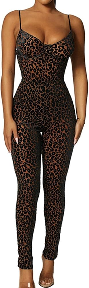 Roma | Deep V Leopard Jumpsuit