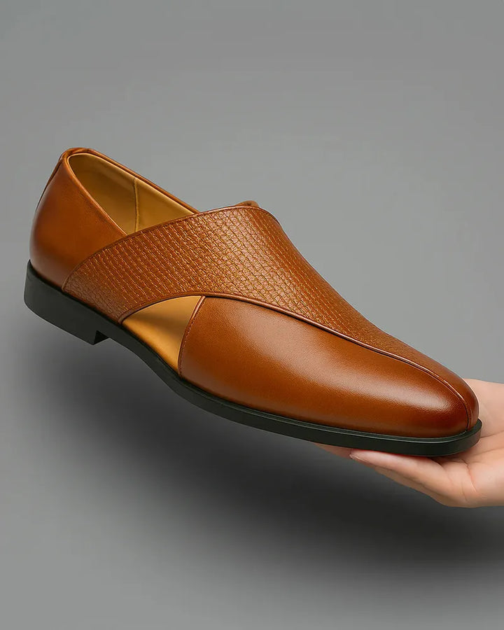 Gilardino | Leather Cross-Strap Loafers