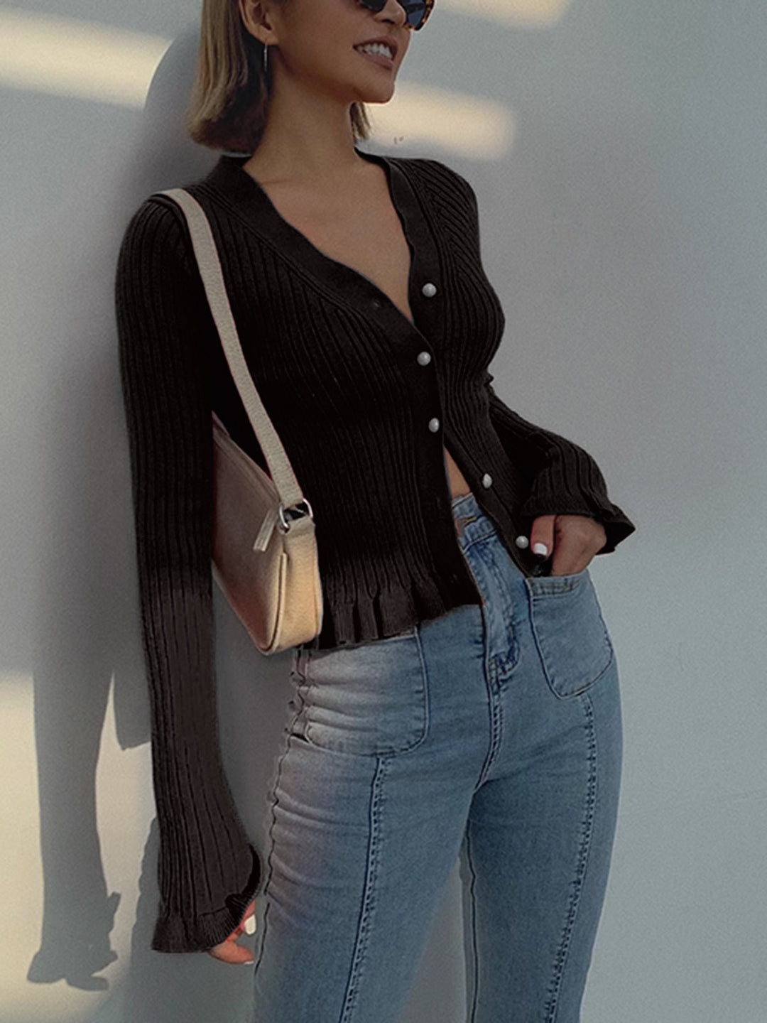 Rina | Pearl Button Cardigan