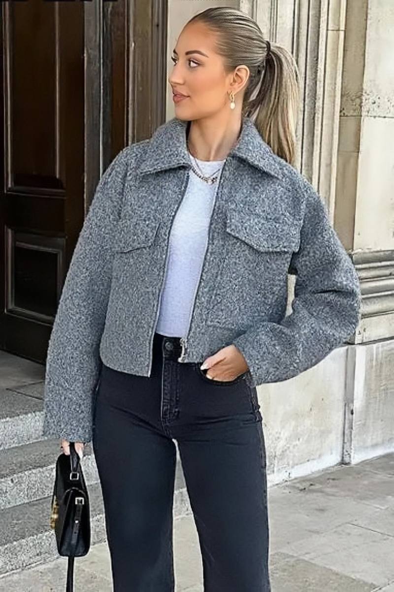 Ellie | Tweed Zip Crop