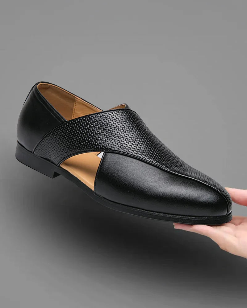 Gilardino | Leather Cross-Strap Loafers