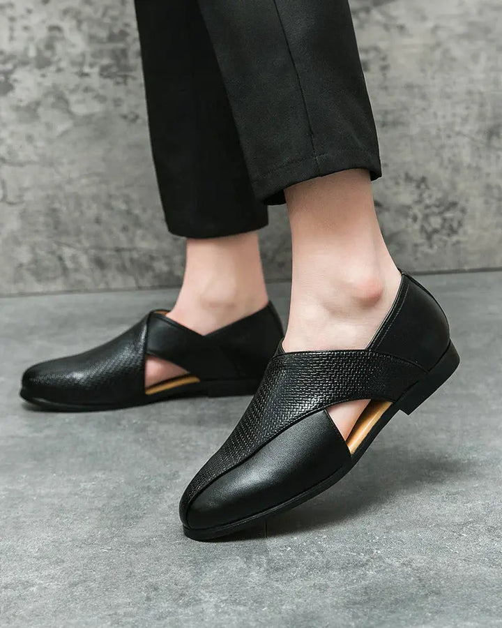 Gilardino | Leather Cross-Strap Loafers