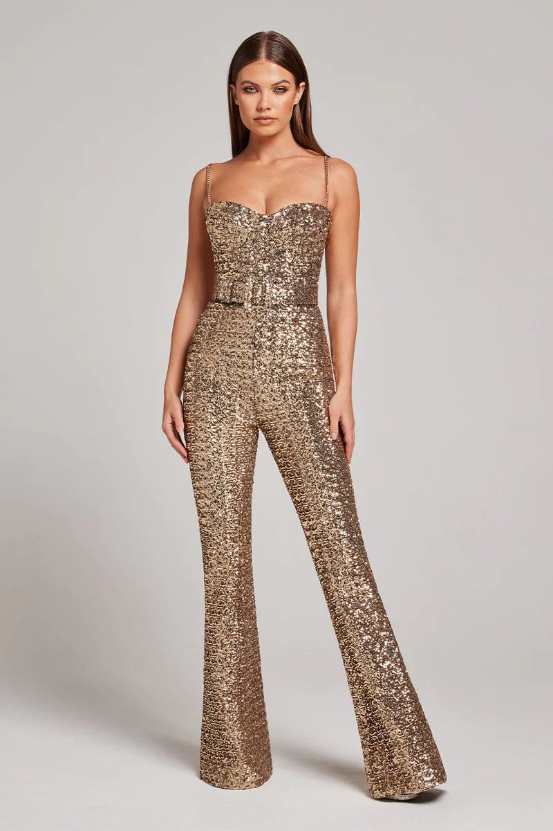 Gaia | Sequins Jumpsuit With Belt