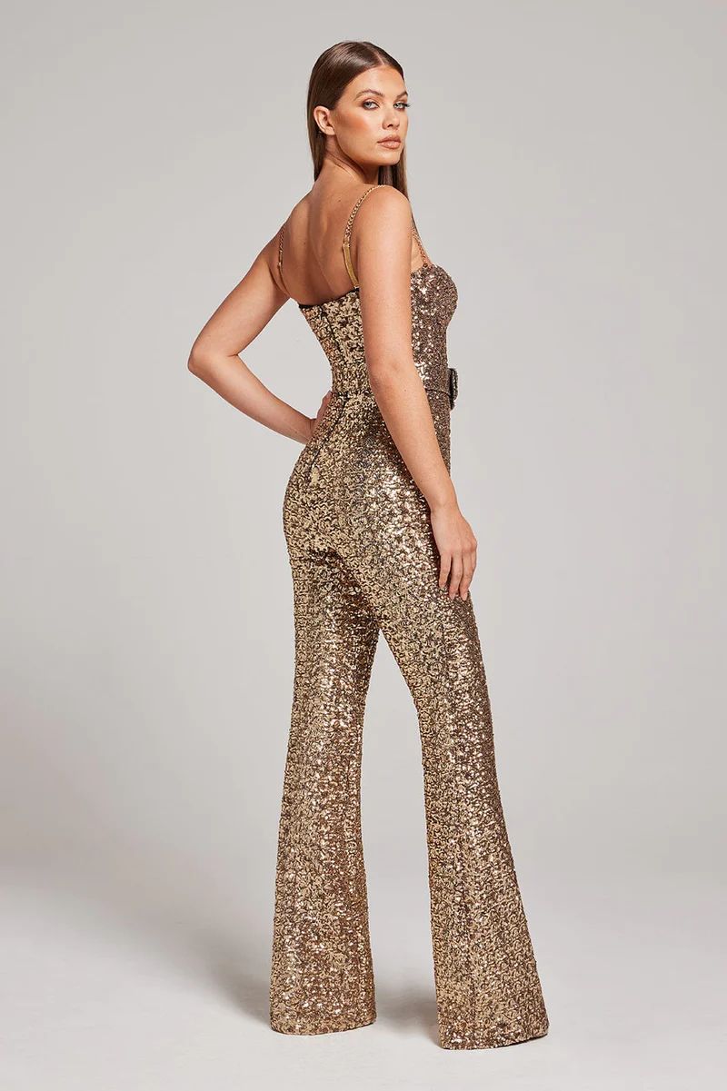 Gaia | Sequins Jumpsuit With Belt