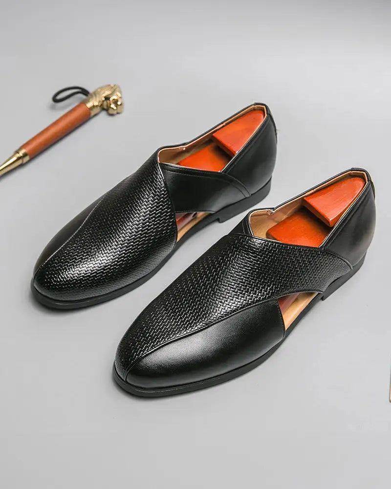 Gilardino | Leather Cross-Strap Loafers