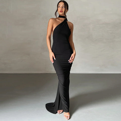 Natalia | Oblique Shoulder Maxi Dress