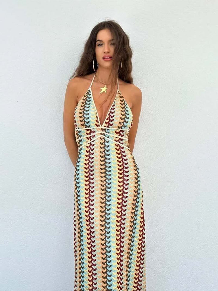 Naomi | Striped Halter Maxi