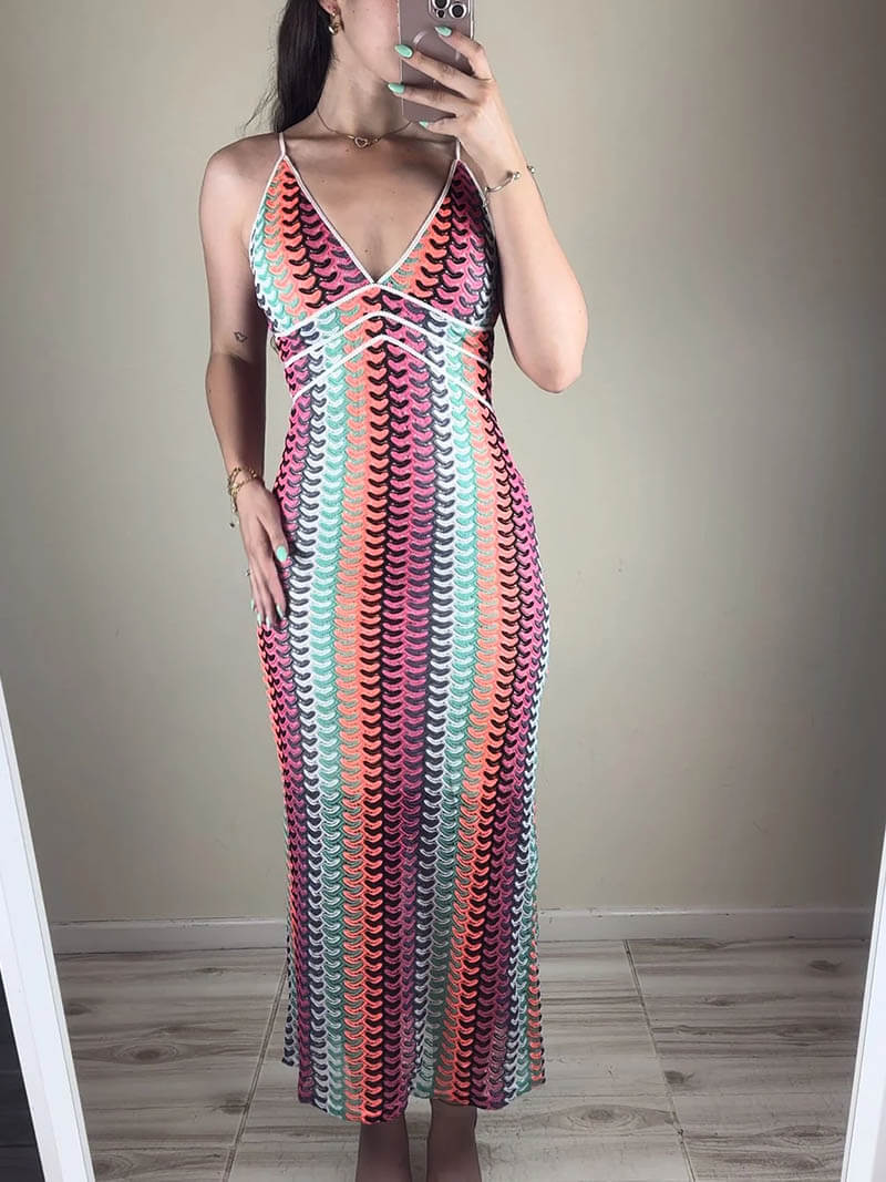 Naomi | Striped Halter Maxi