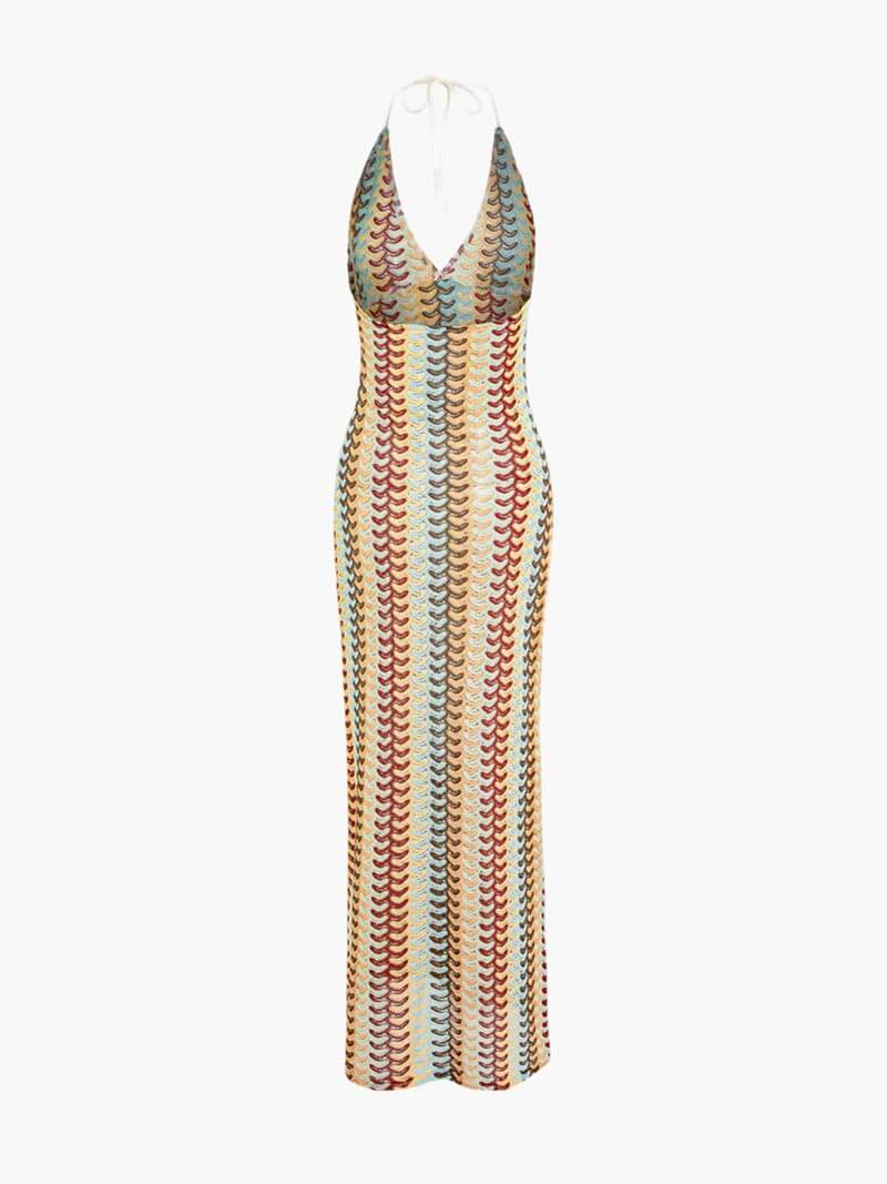 Naomi | Striped Halter Maxi