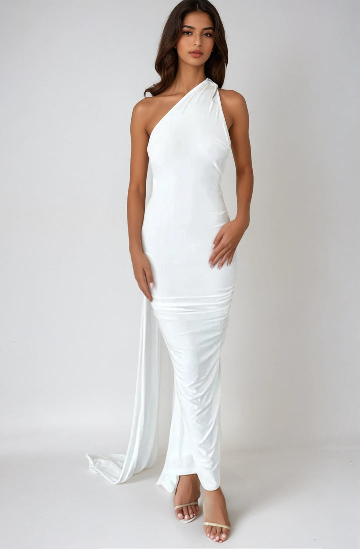 Natalia | Oblique Shoulder Maxi Dress