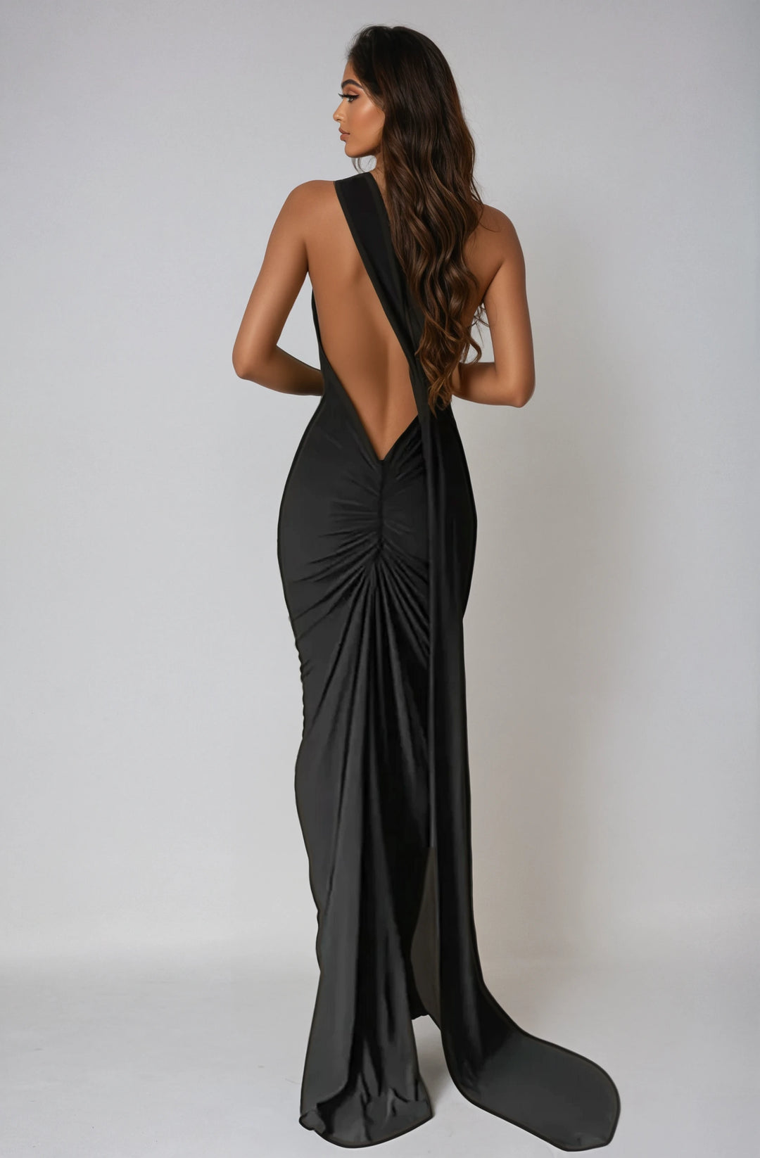 Natalia | Oblique Shoulder Maxi Dress