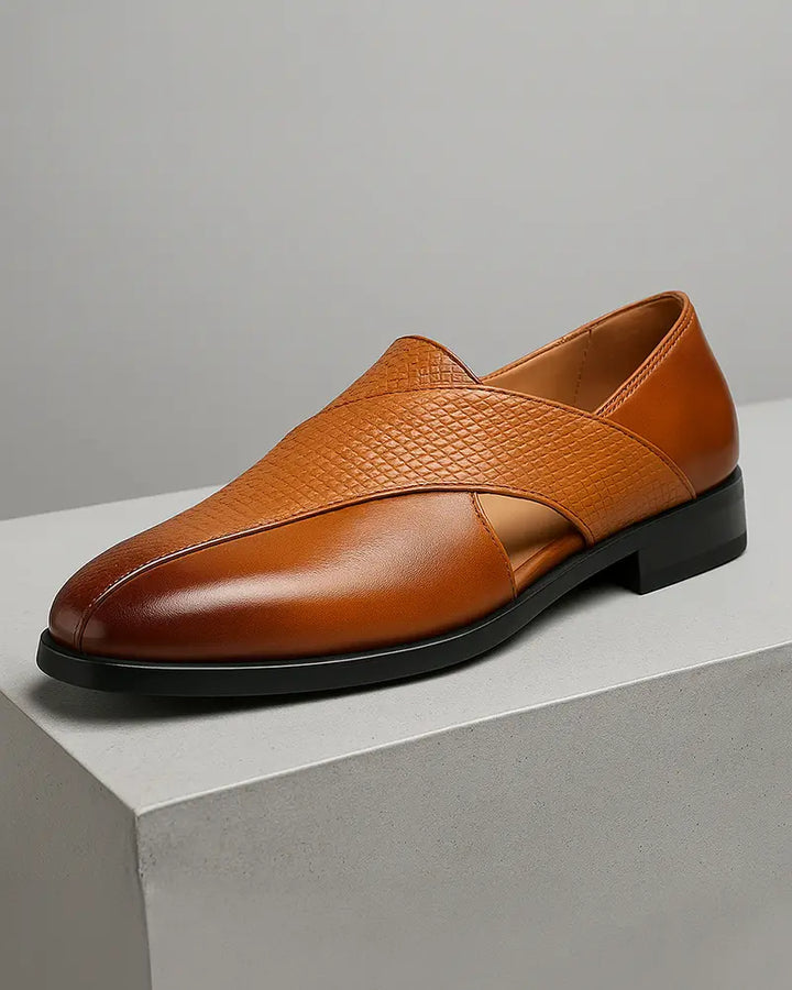 Gilardino | Leather Cross-Strap Loafers