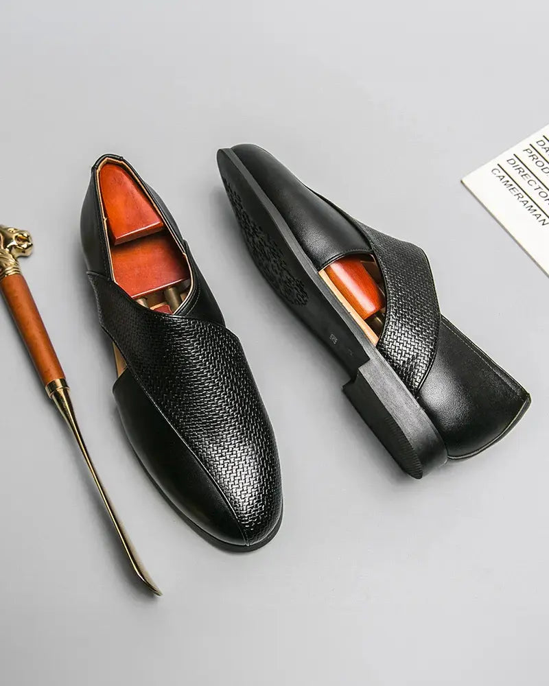 Gilardino | Leather Cross-Strap Loafers