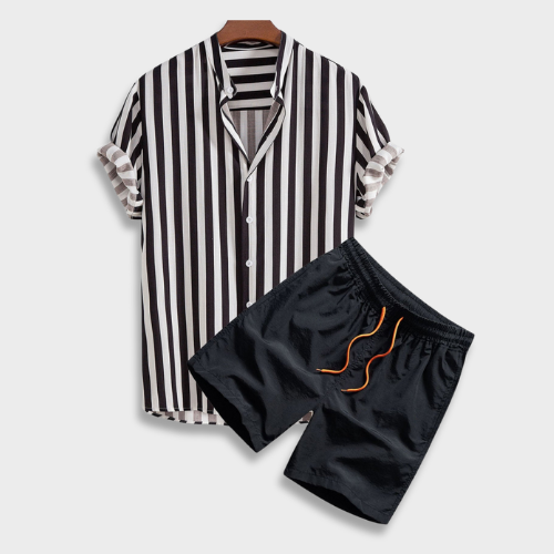 Kane | Striped Collar Shirt & Shorts