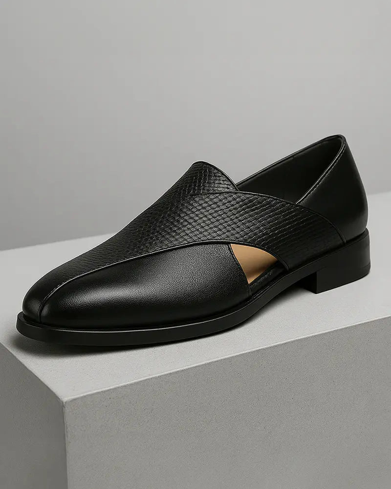 Gilardino | Leather Cross-Strap Loafers