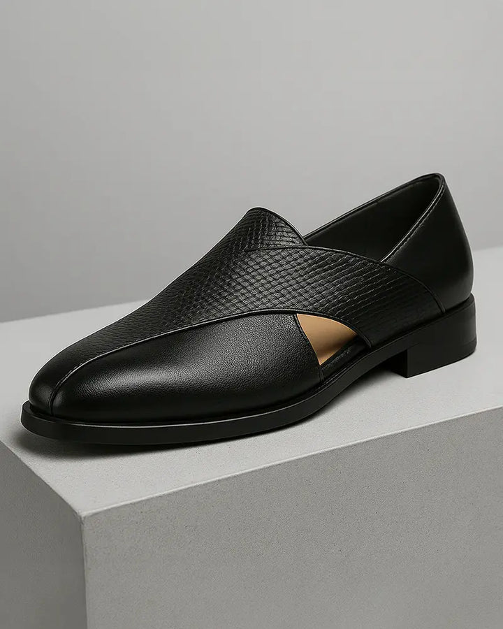 Gilardino | Leather Cross-Strap Loafers