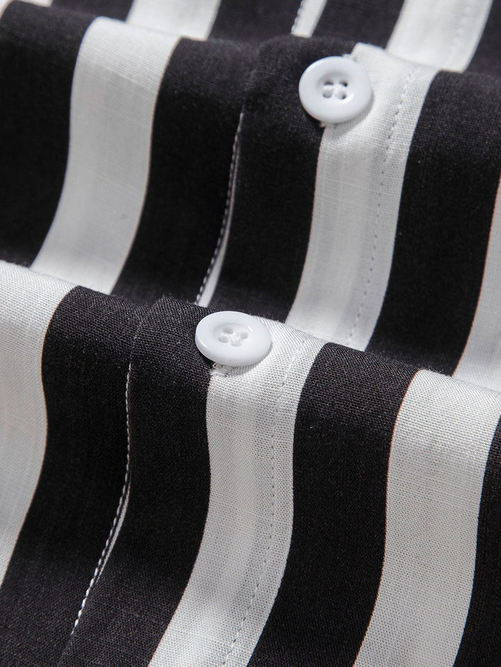 Kane | Striped Collar Shirt & Shorts